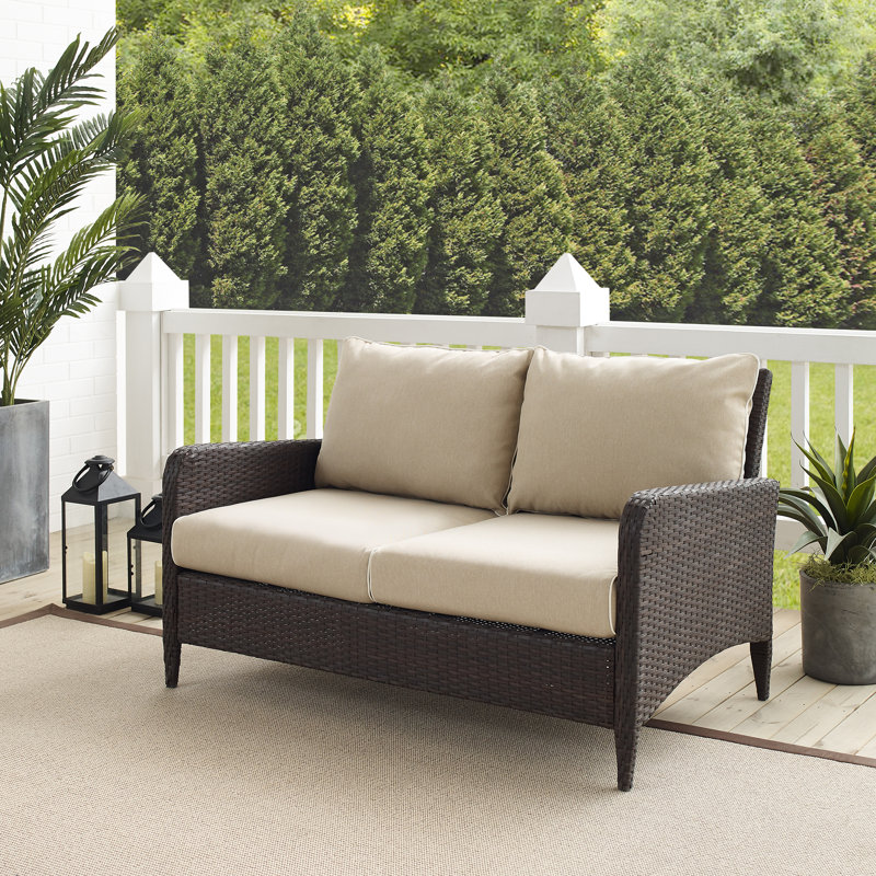 Mosca 51'' Wide Metal Loveseat with Cushions, Beige
