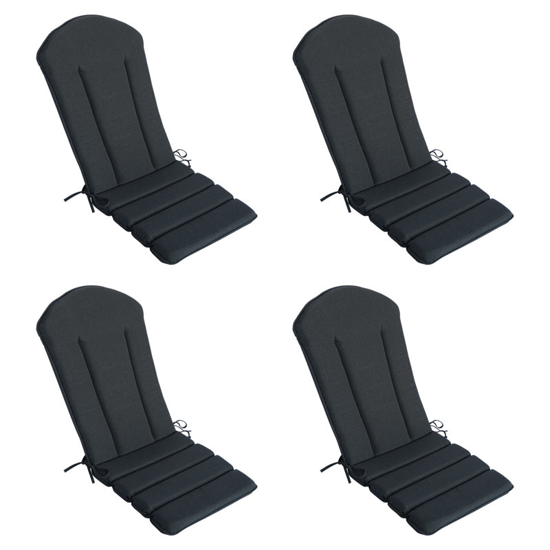 Coussin pour chaise de patio 20 po x 50 po, coussin pour chaise Adirondack avec attaches (ensemble de 4), Black, 4