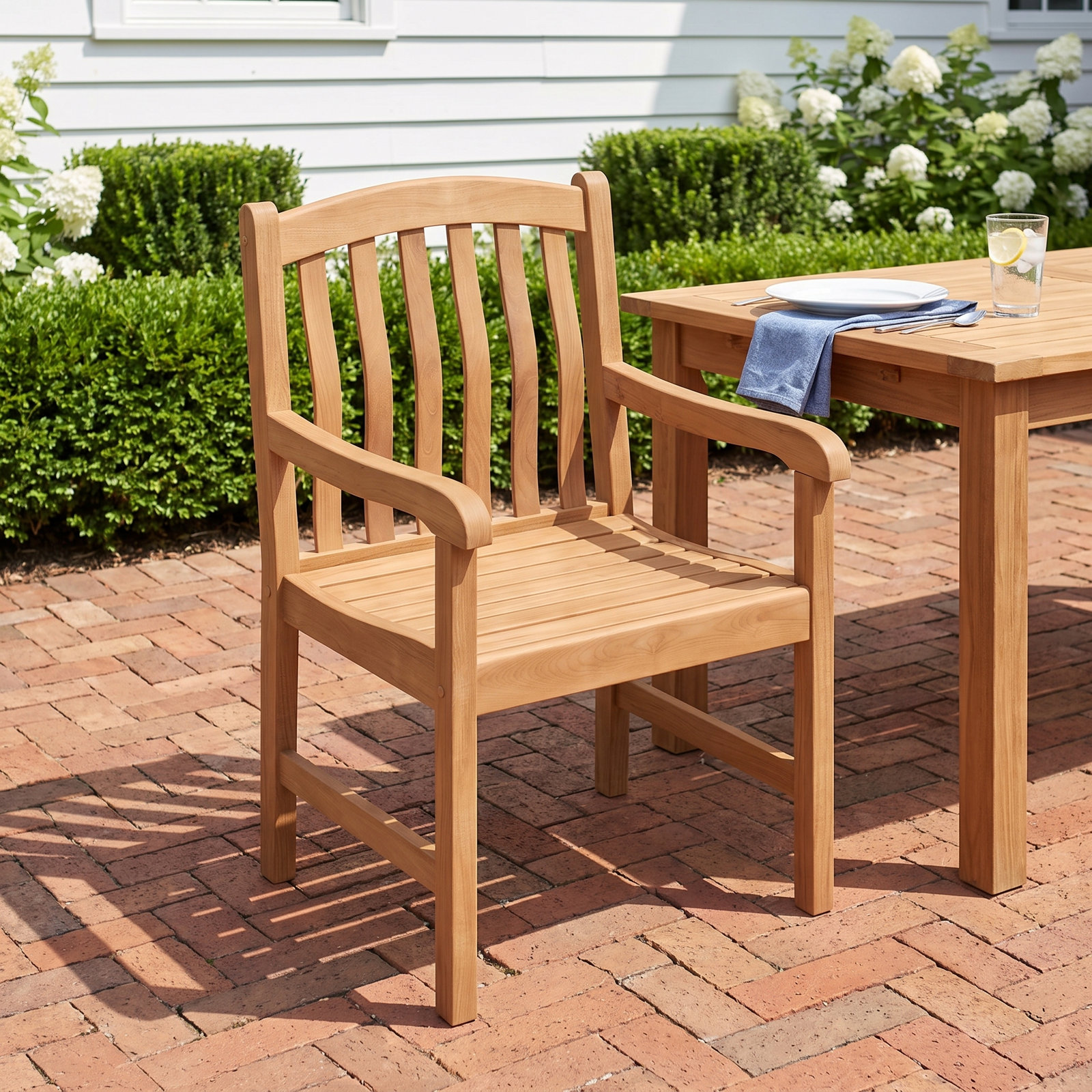 Narelle Teak Wood Premium All-Weather Wicker Outdoor Dining Armchair