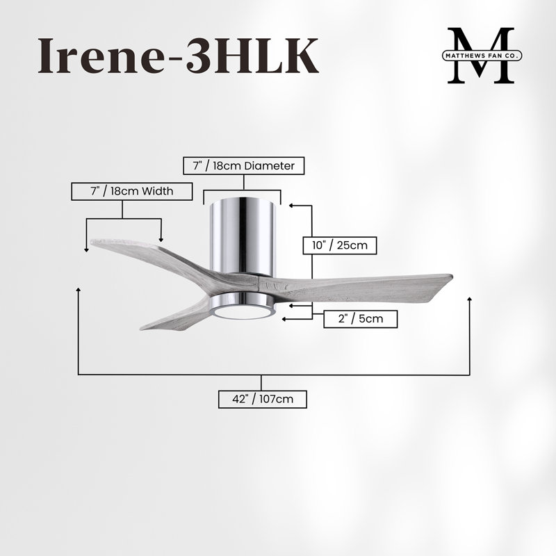 Irene LED Ceiling Fan, Barn Wood Tone, Polished Chrome, 42"