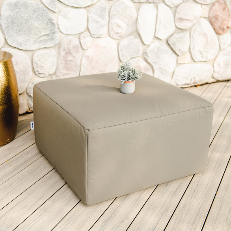Castor Gray Modular Patio Ottoman with Molded Core