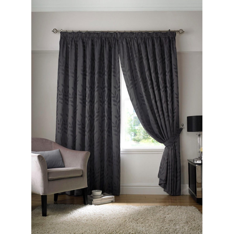 Sadler Room Darkening Curtain Pair, Charcoal, 168 W x 183 D cm