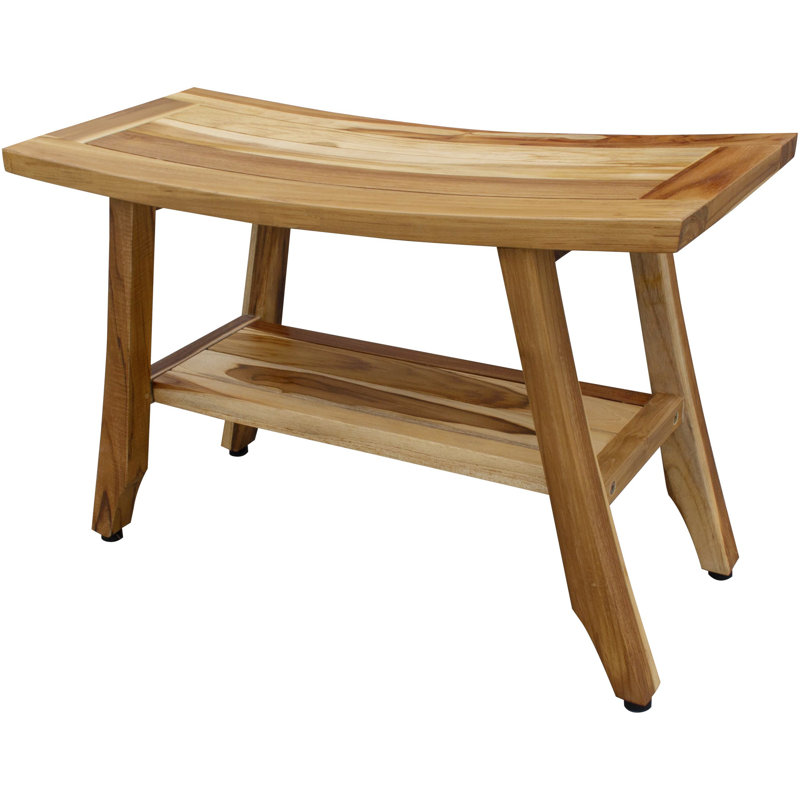 Ripley 12'' W Teak Shower Bench, 18" H x 28" W x 12" D, Natural