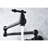Wall Mount Folding Kitchen Faucet In Matte Black, 360 Swivel, Double Handles For Precise Flow Control, Brass Material, Corrosion Surface Black Pot Filler Mount, Arm Easy Organization, Consistent