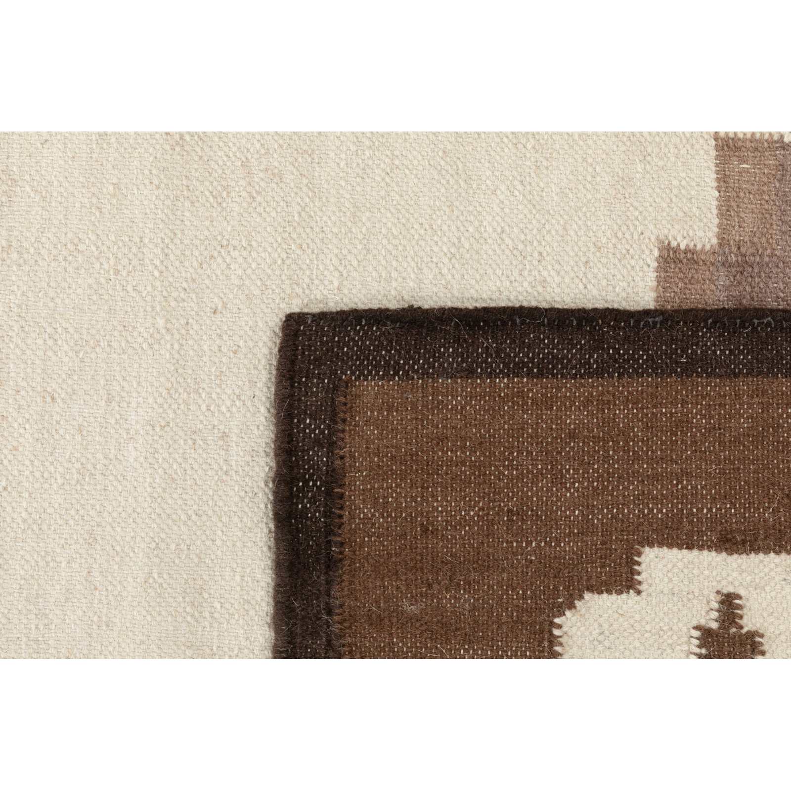 Heidi Nordic Flatweave Geometric Wool Rug, 3'x5', Brown