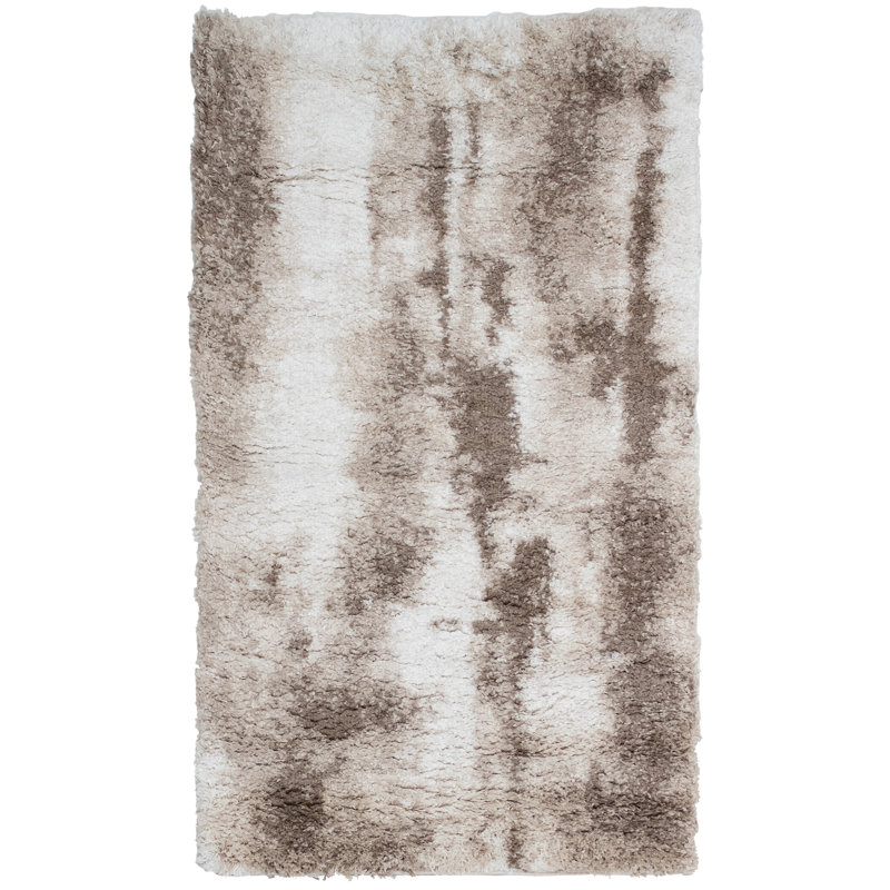 Tapis à poils longs beige / brun Zara, Rectangle 2 pi 11 po x 4 pi 11 po