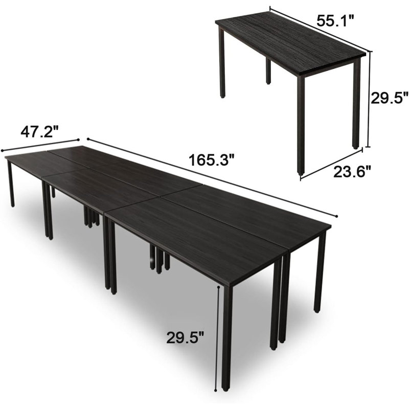 Ensemble de bureau et de table de conférence 165,5 po de largeur, Noir
