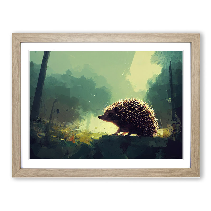 Hedgehog Vol.2 - Single Picture Frame Painting, 46cm H x 64cm W x 2cm D, Oak