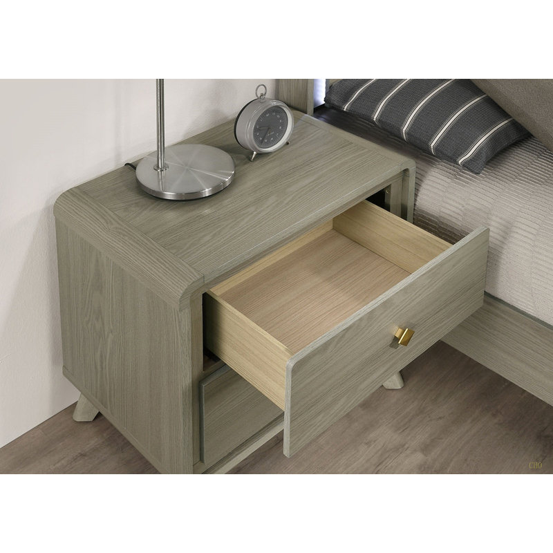 Table de chevet de style contemporain avec pieds fuselés et tiroirs en queue d'aronde