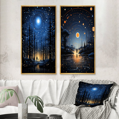 «Native Art Blue Celestial Guardians», 2 pièces