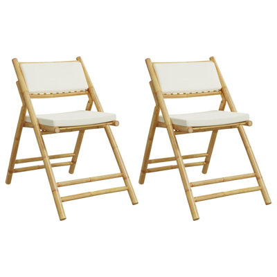  Ensemble de 6 chaises bistro en bambou crème, tissu (100% polyester)