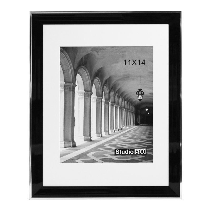 Cadre photo en biseau moderne chic, 14 po x 11 po, Noir