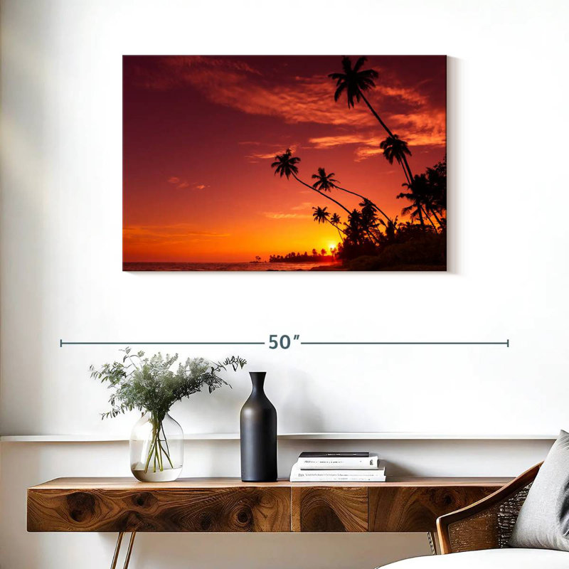 Gillard, palmier jamaïcain, Gillard, coucher de soleil, H 24 po x l 36 po