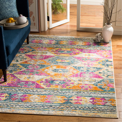Felty Ikat Pink Area Rug