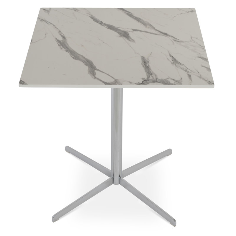 Table de salle à manger Diana, Blanc, L 23 po x L 23 po, Chrome