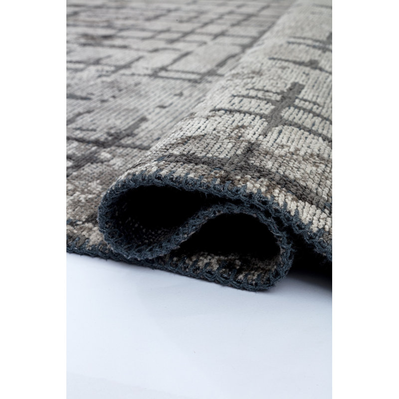 Rapture Beige Gray Checkered Luxury Area Rug, Rectangle 7'10" x 11'2"