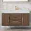Ensemble de meuble-lavabo mural 39,4 po avec surface en noyer fritté et lavabo encastré en céramique-1489035114-1489035112