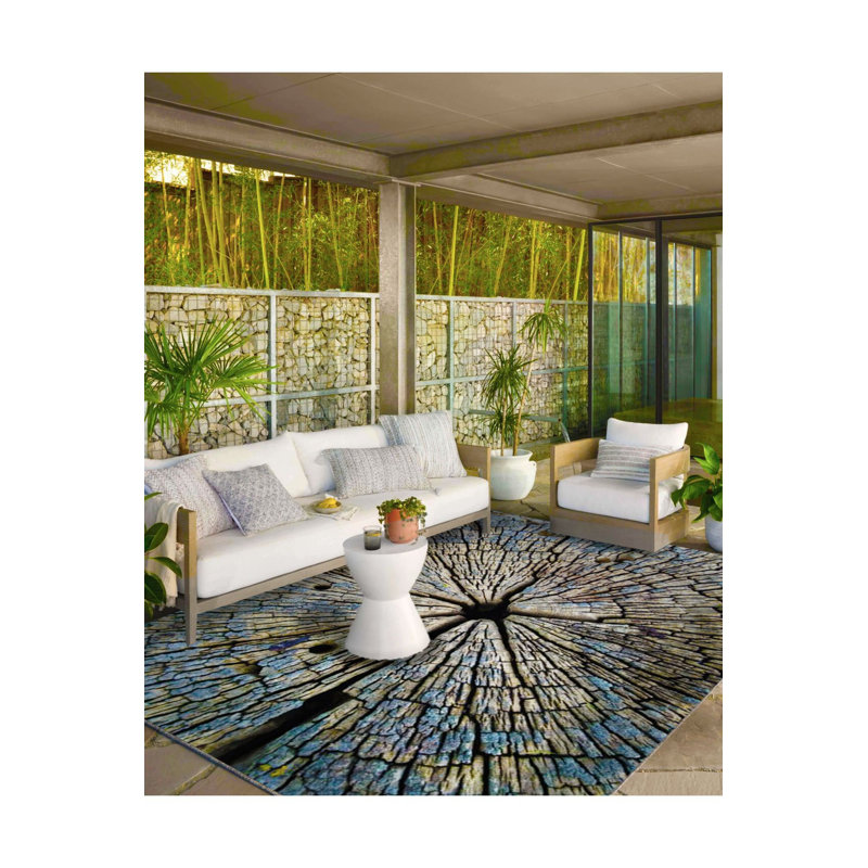 Log Printed Woven Base Rug Machine Washable, Rectangle 5'1" x 7'7" Rug Pad Included