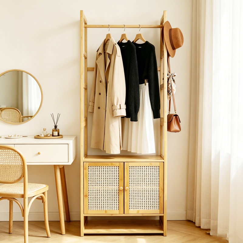 Loxi 24.4'' Solid Wood Clothing Rack