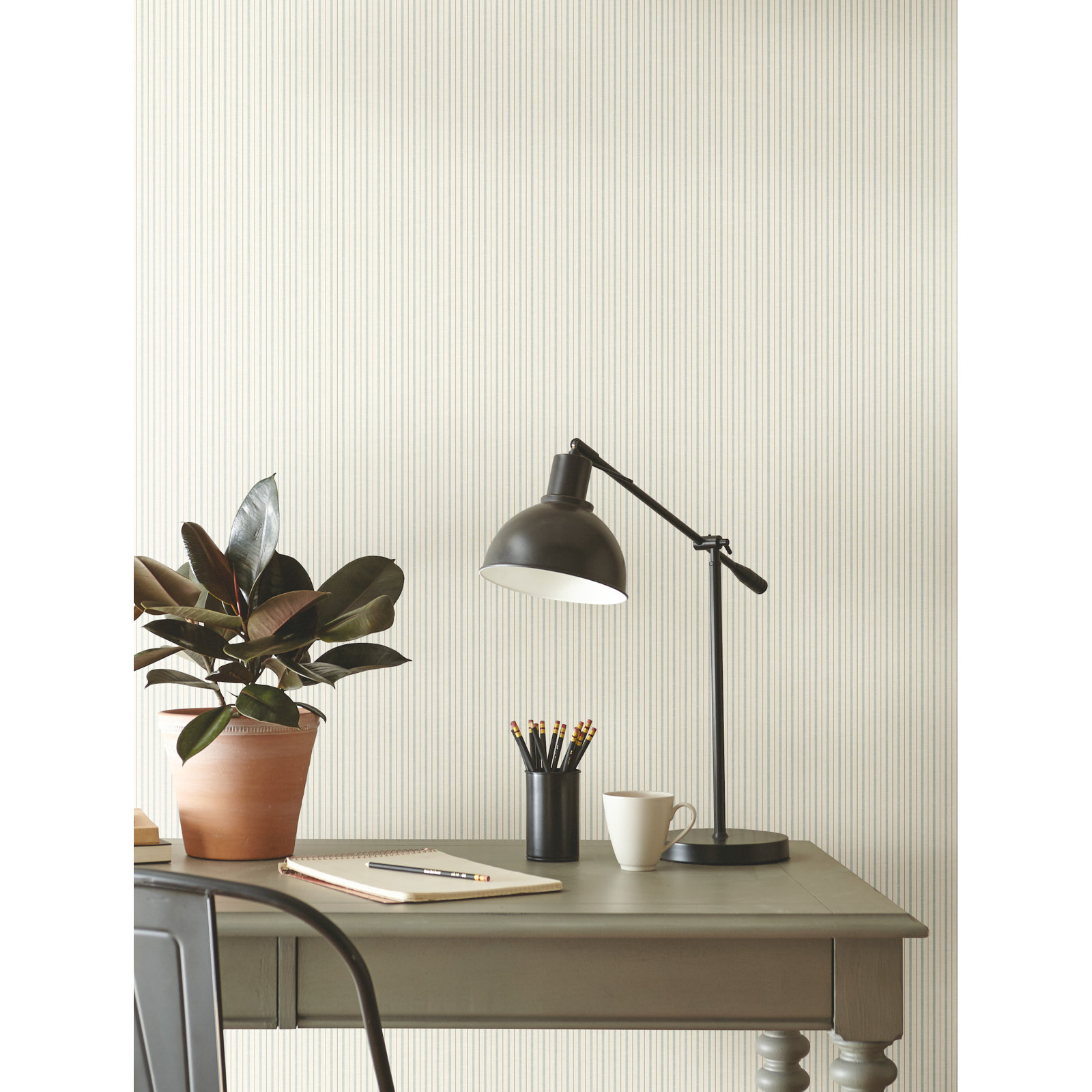 French Ticking Wallpaper, Light Blue