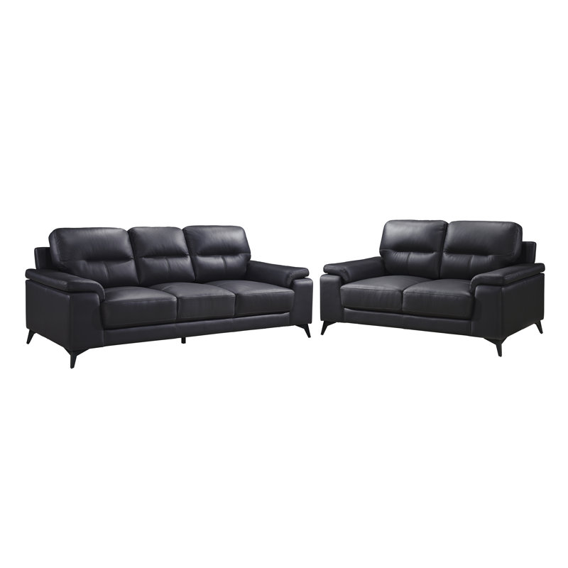 Ensemble 2 pièces: canapé et causeuse, Black 2-piece Set
