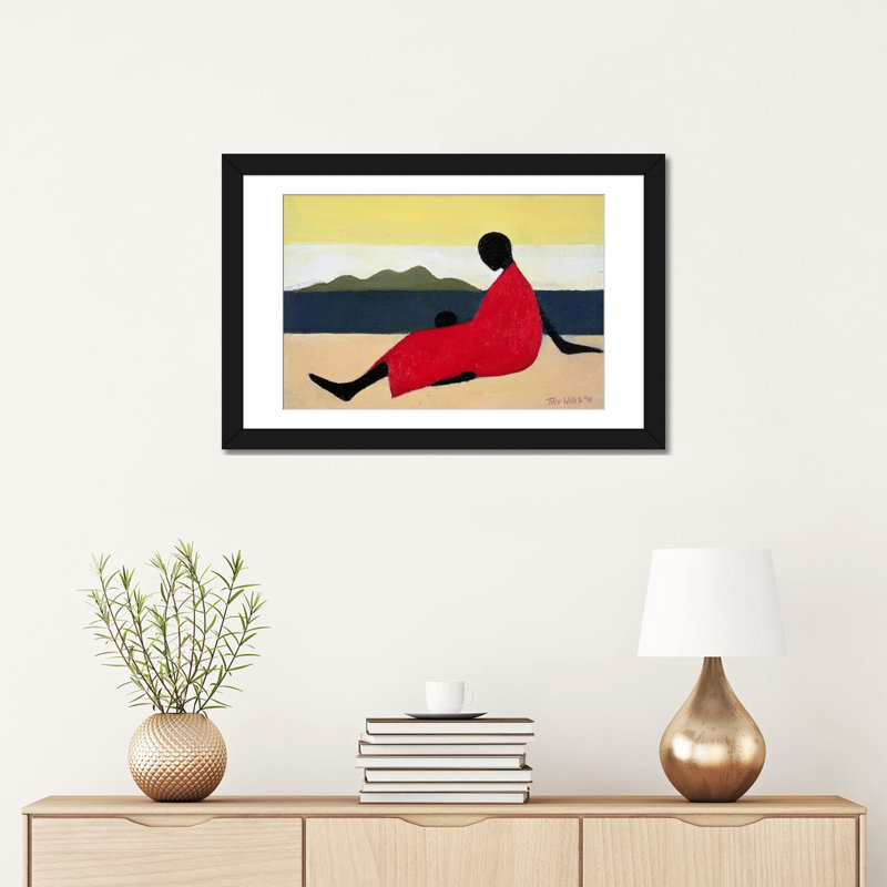 « mère et enfant », impression sur toile, H 16 po x l 24 po x P 1 po, Papier avec cadre noir, Blanc