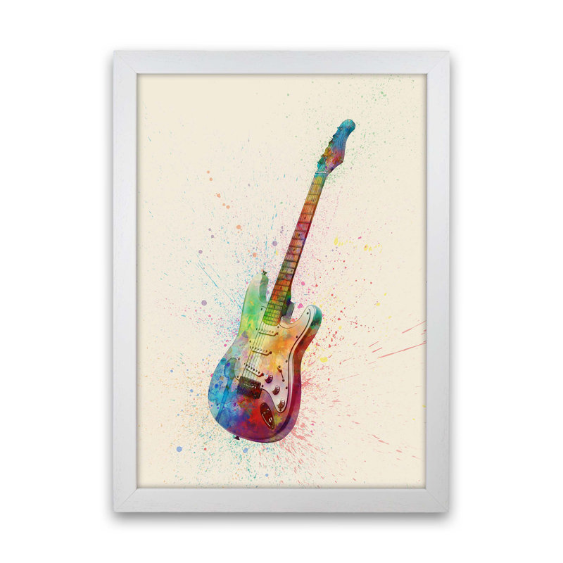 Electric Guitar by Michael Tompsett - Print, 34cm H x 25cm W x 3cm D, White Framed