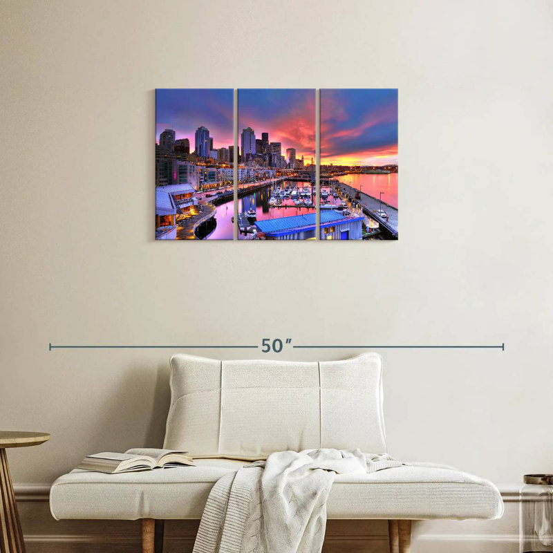 Seattle Marina At Dawn, 20" H x 33" W