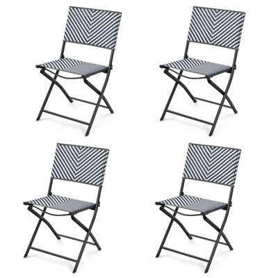 Premium All-Weather Wicker Outdoor Folding Dining Side Chair with Cushion