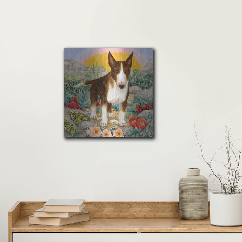  «Bull Terrier» par Gale Pitt, art mural en métal, 12 po x 12 po, H 12 po x l 12 po