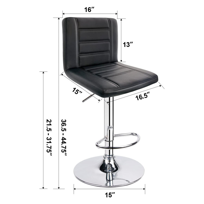 Adjustable Swivel 31.75" Bar Stool, Black