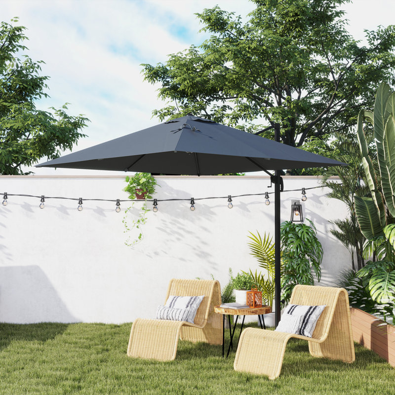 Parasol en porte-à-faux décalé en aluminium 8 'avec manivelle