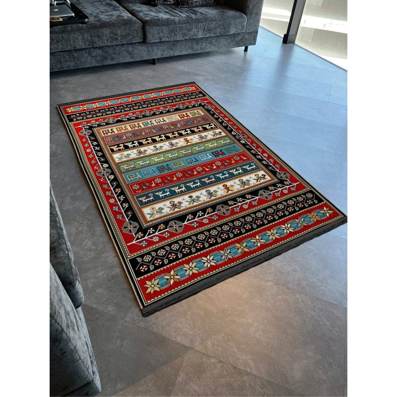 Tapis décoratif multicolore à motifs clairs et multicolores, Tapis de couloir 3 pi 3,37 po x 9 pi 10,11 po