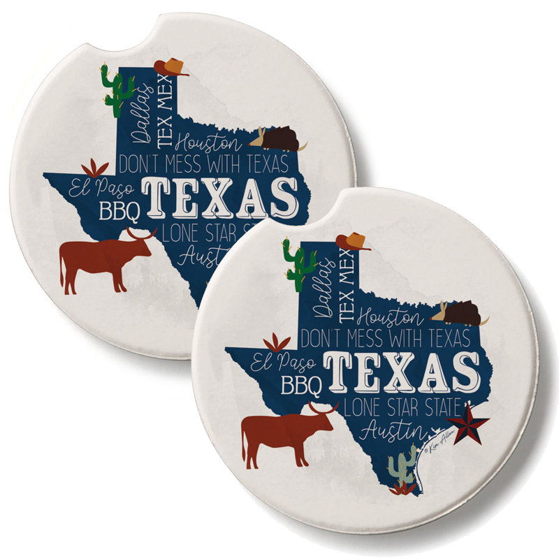 Texas Coasters, lot de 2 sous-verres en pierre