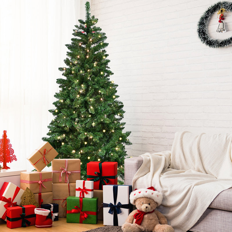 Arbre de Noël 6 pi avec 300 lumières DEL RVB contrôlées par le Wi-Fi, 751 pointes en PVC, 38 fonctions d'éclairage, synchro musicale, structure à charnières et support en métal - arbre des Fêtes contrôlé par une application intelligente