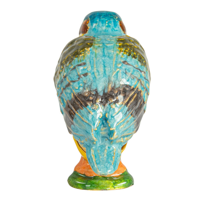 Multicolor Gold Enameled Metal Kingfisher Shaped Trinket Box