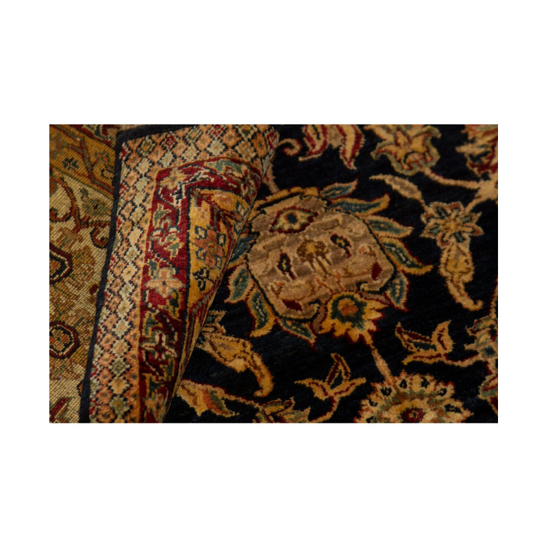 Tapis bleu et crème noué à la main de haute qualité