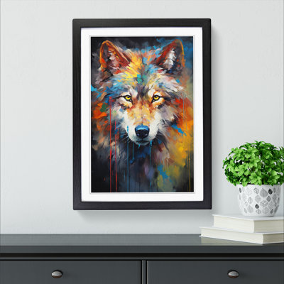 XYZ-FRM-V1223-1687 Wolf Abstract No.2 - Single Picture Frame Print on Wood