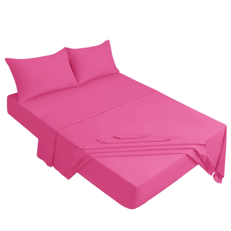 Meliah Microfibre Brushed Fitted Bed Sheet, Kingsize (5'), Pink