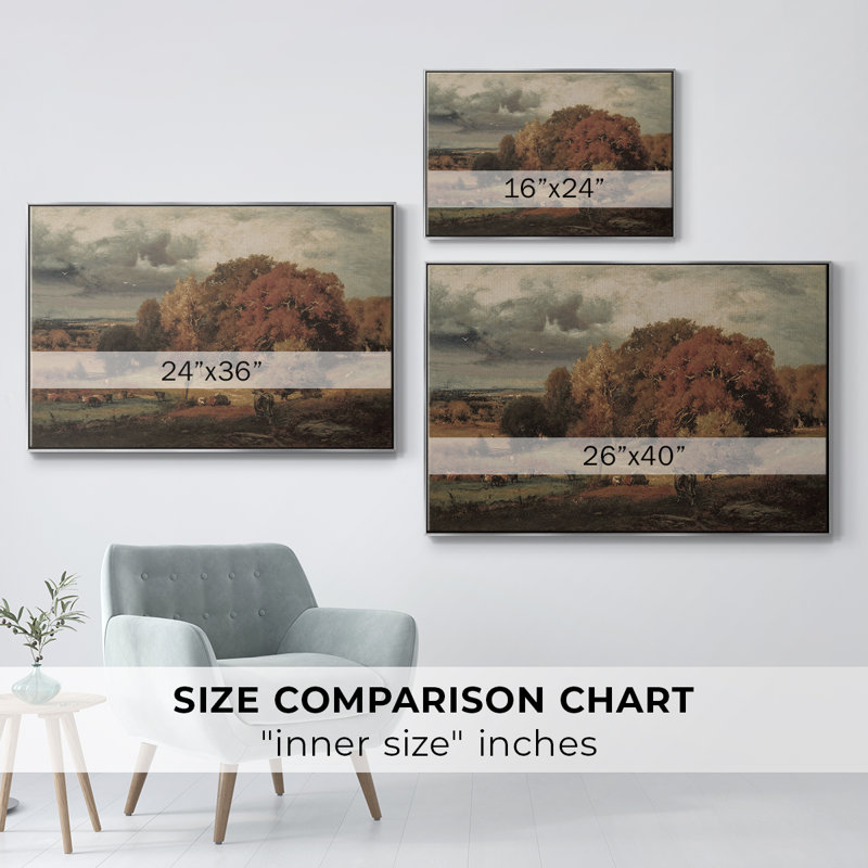 Paysage rétro - DCxxi, Toile encadrée flottée blanche, H 27 po x l 41 po x P 2 po