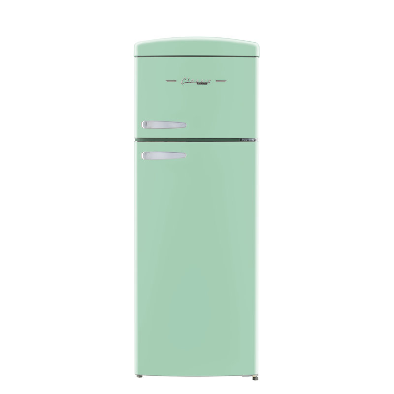 Classic Retro 7.5 Cu. Ft. Top Mount Refrigerator In Summer Mint Green, Green