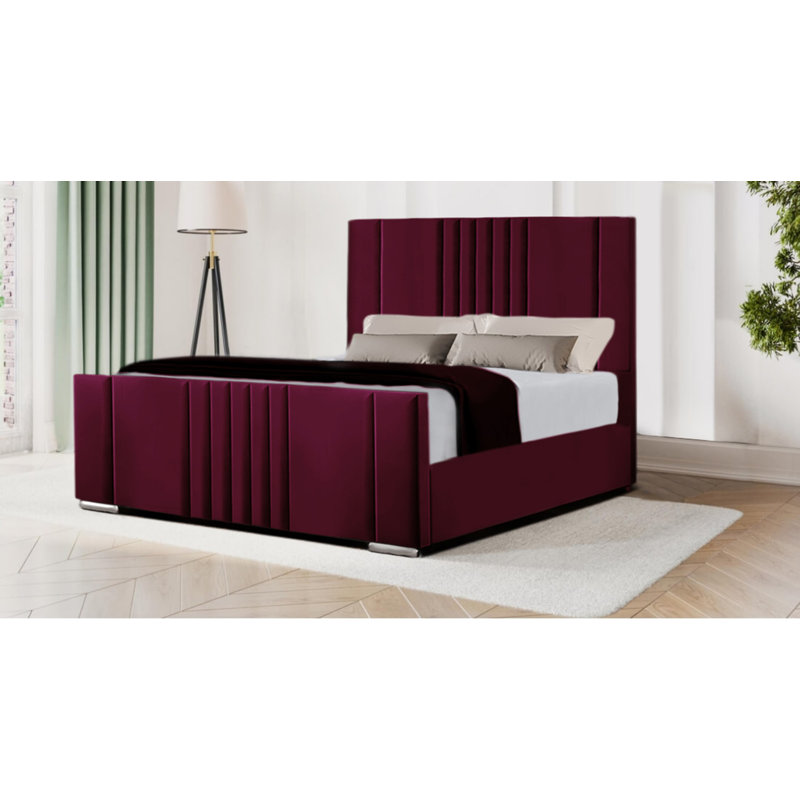 Jovan Upholstered Bed, Burgundy, Double (4'6)