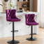 Velours, mauve, siège réglable de 25 à 33 pouces de hauteur, base de 17,7 po, rivets faits à la main et martelés, 2 de velours mauve confortable pour pub de cuisine, boutons stables tirés à la main, 2, Sw1812pp-1520335431