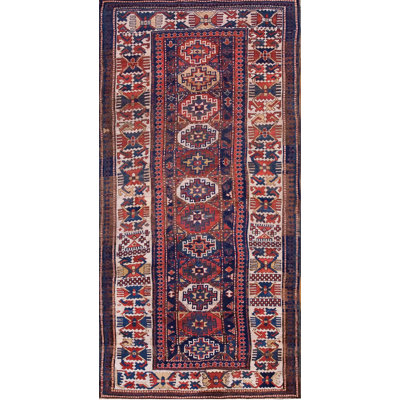 Tribal Geometric Colorful Jewel Tone Antique Caucasian Kazak Rug