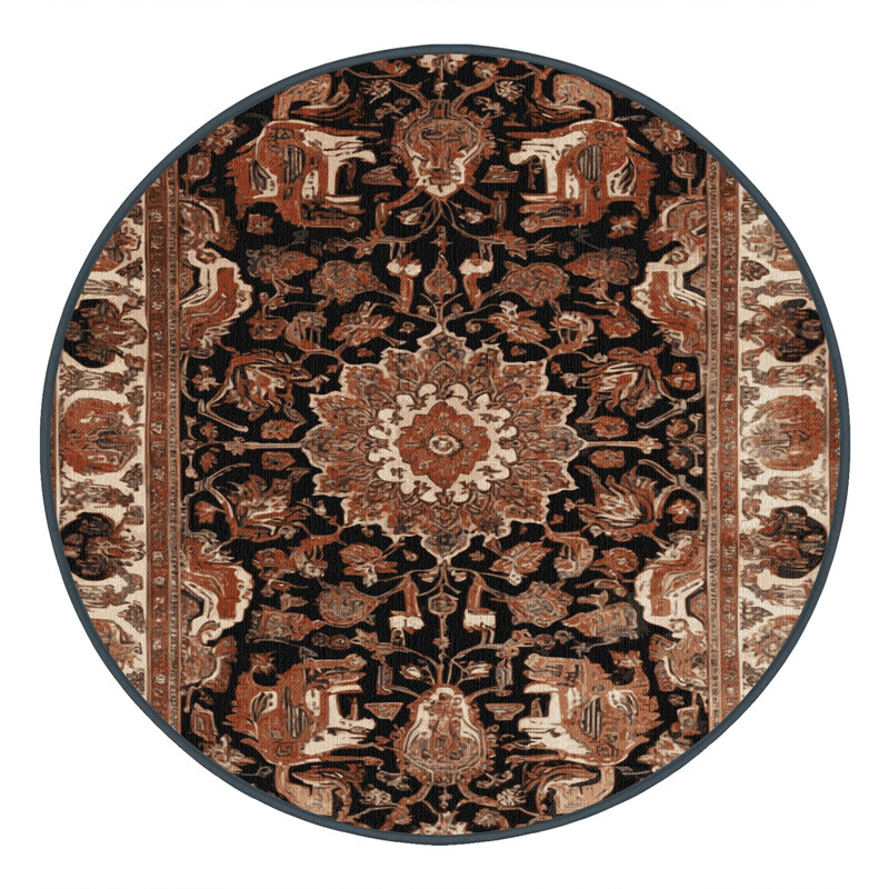 Tapis brun lavable à la machine, Rond 3 pi