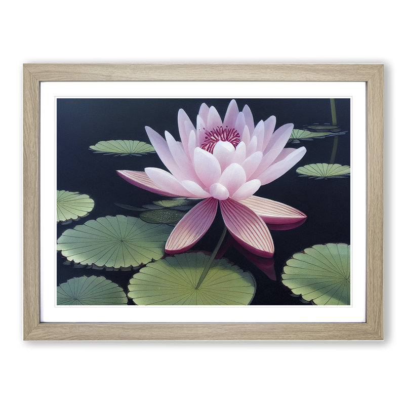 Soulful Water Lily Flower - Framed Print, 46cm H x 64cm W x 2cm D, Oak