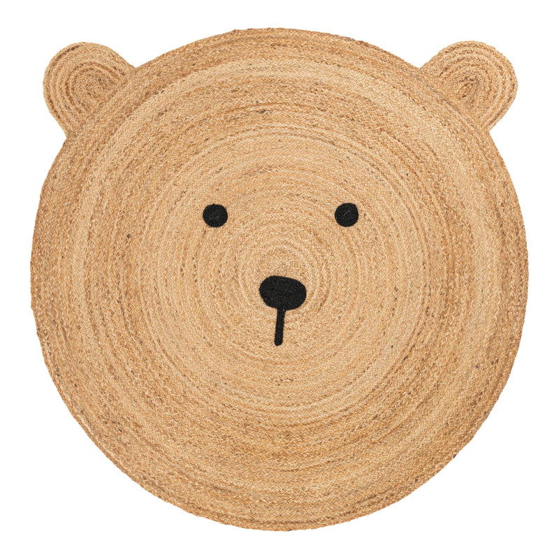 Tapis pour enfant en jute / sisal tressé à la main fantaisie sans motif Kids, Nouveauté 5 pi 1 po x 5 pi 1 po