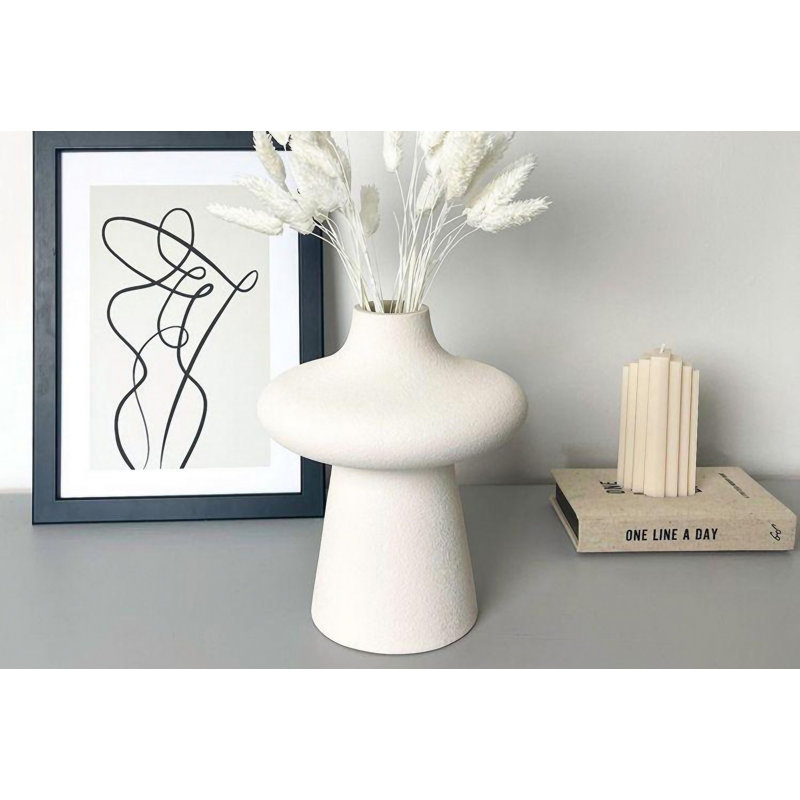 Clowser Ceramic Table Vase, White, 16cm H x 8cm W x 28cm D