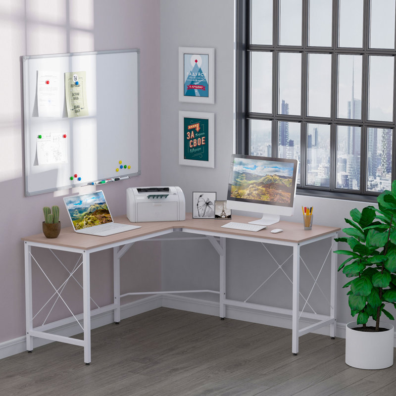 Dinges Corner Executive Desk, Oak/White