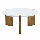 Minimalist Circular MDF Material Coffee Table with Unique Embedded Design and Three - Leg Support for Stable and Practical Home Use